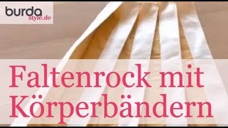 burda style – Faltenrock mit aufgesteppten Köperbändern nähen [upl. by Ritz]