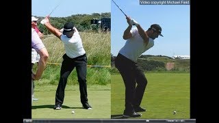 Jon Rahm golf swing  Long Iron faceon amp downtheline July 2017 [upl. by Elfie]