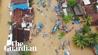 Aerial footage reveals devastation after deadly Indonesian tsunami [upl. by Jp718]