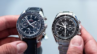 SPEEDY Review Professional Moonwatch vs Moonphase Omega HandsOn with London Jewelers [upl. by Aivuy]