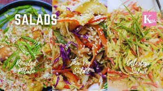 Quick Salad Recipes  Thai Veg Salad  Roasted Potato Salad  Coleslaw Salad  Kunal Kapur Recipes [upl. by Enirac]