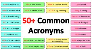 50 COMMON ACRONYMS in ENGLISH [upl. by Norene]