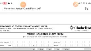 cholamandalam ms general insurancemotor claimintimationclaim form [upl. by Norak]