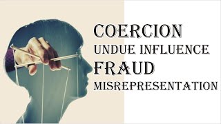 Coercion Undue Influence Fraud Misrepresentation  Indian Contract Act 1872  Law Guru [upl. by Drarehs]