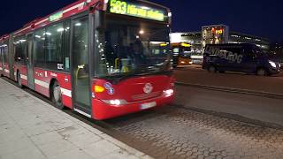 Sweden Stockholm ride with bus 583 from Arlanda Airport Terminal 5 to Märsta Train Station [upl. by Winchell57]