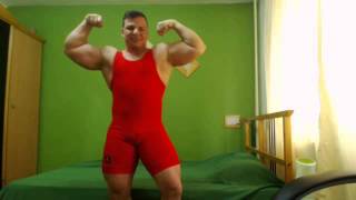 Gabriel MuscleDominusflexing in wrestling singlet [upl. by Ecinahc436]