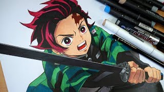 Drawing Tanjiro From Kimetsu No YaibaDemon Slayer [upl. by Acisseg1]