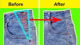 How to downsize the waist of jeans  Take in jeans waist  Pant waist alteration Easy amp Quick [upl. by Iorgo599]