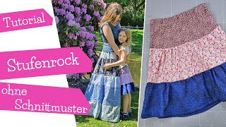 Stufenrock  Maxirock nähen ohne Schnittmuster  Tutorial  Nähanleitung  mommymade [upl. by Etnud]