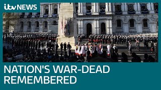 Live Remembrance Sunday commemorated at Cenotaph  ITV News [upl. by Eidnarb]