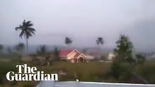 Footage shows Indonesian earthquake causing soil liquefaction [upl. by Loy]