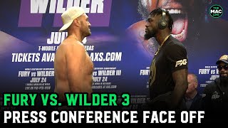 Tyson Fury and Deontay Wilder have intense and longest faceoff ever as both refuse to look away [upl. by Anoid854]