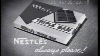 Nestles chocolate Triple Bar 1960 TV commercial [upl. by Seraphim]