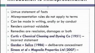 Misrepresentation Lecture 1 of 4 [upl. by Shel7]