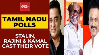 Tamil Nadu Polls MK Stalin Udhayanidhi Stalin Rajinikanth amp Kamal Haasan Cast Their Vote [upl. by Gross268]