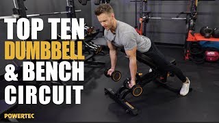 Powertec Top 10 Dumbbell amp Bench Routine [upl. by Trinatte]