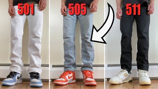 Levis 501 vs 505 vs 511 On Body Comparison [upl. by Wickman]