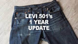 Levi 501 STF Shrink to Fit  1 Year of Progress Raw Denim [upl. by Darbee300]